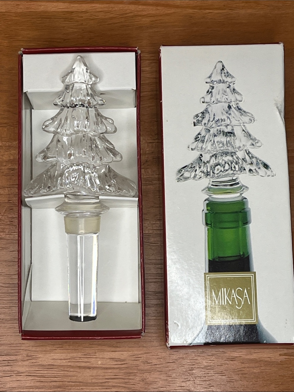 Mikasa Crystal Christmas Tree Wine Bottle Stopper Holiday Time Vintage